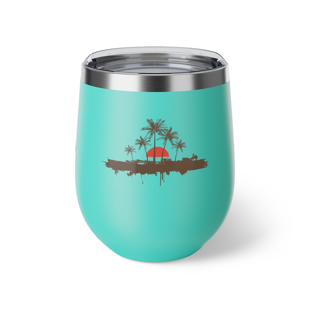 Copper Vacuum Insulated Cup, 12oz - Palm trees