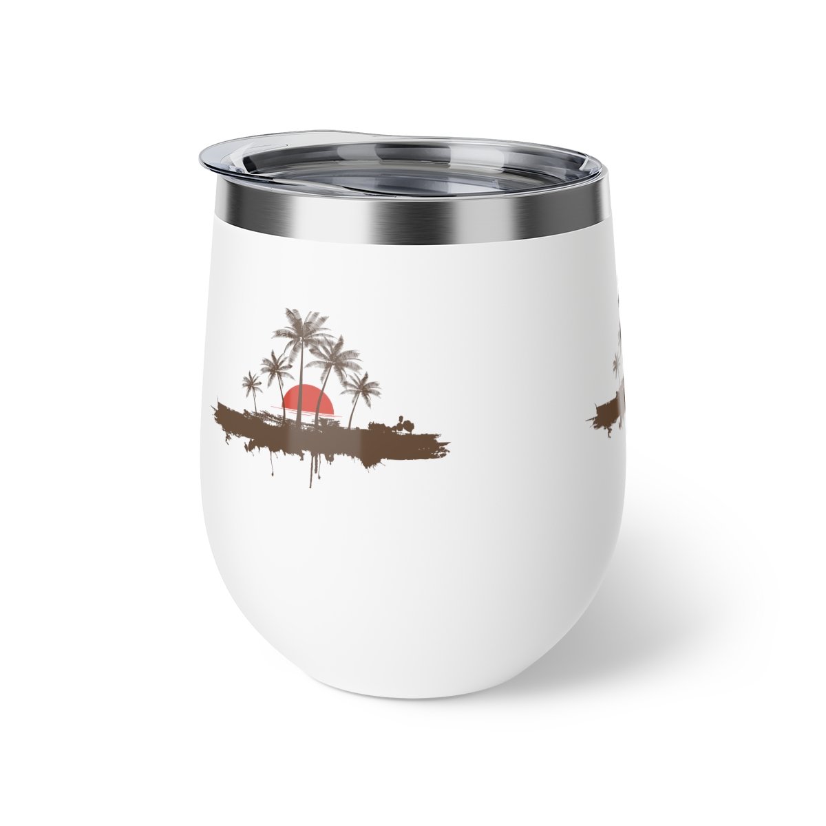 Copper Vacuum Insulated Cup, 12oz - Palm trees
