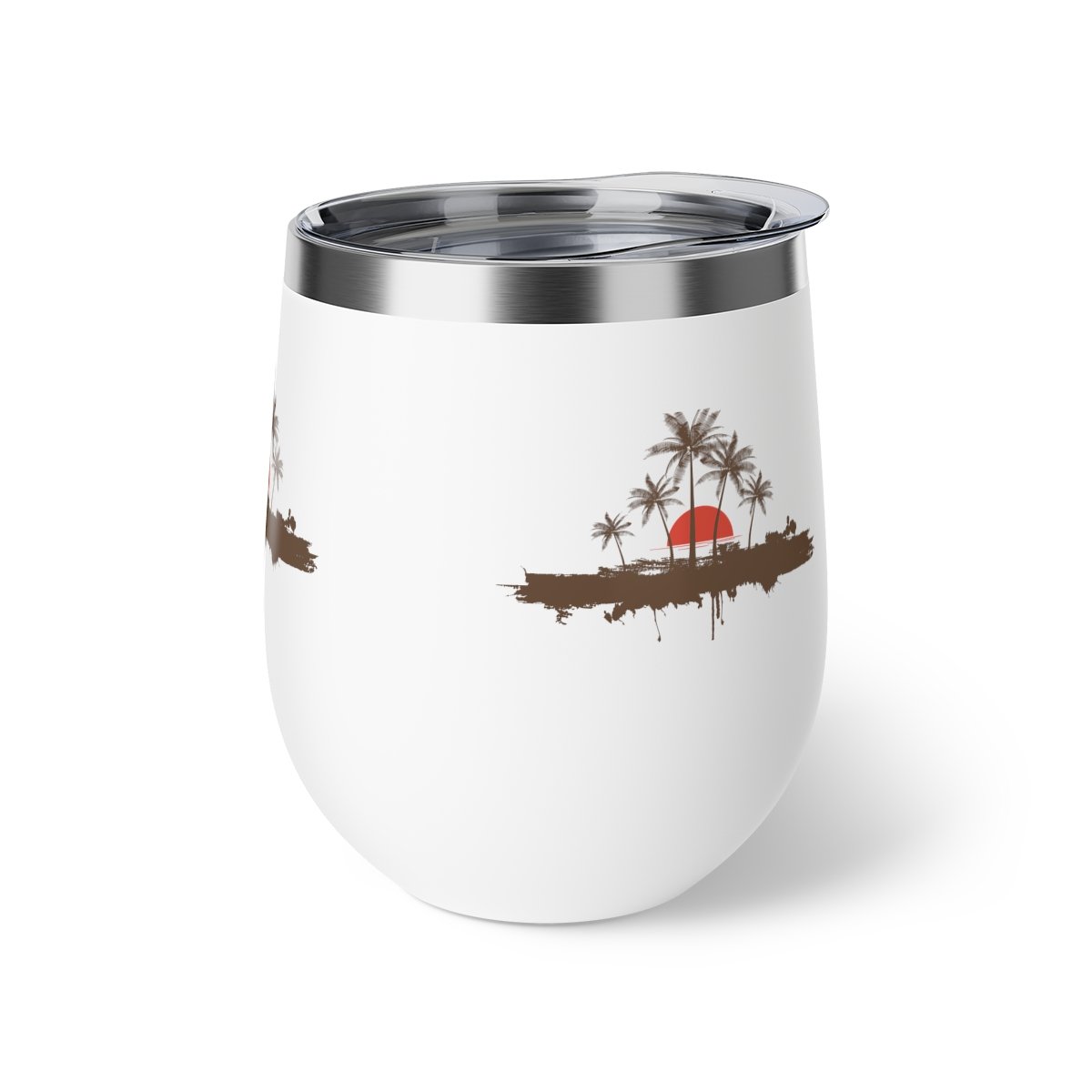 Copper Vacuum Insulated Cup, 12oz - Palm trees