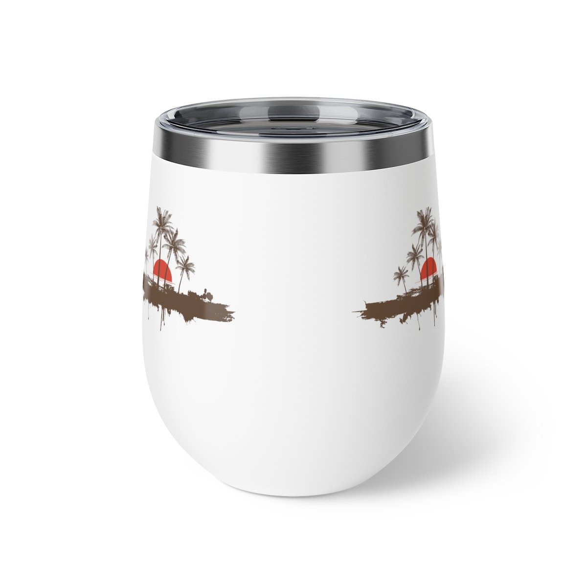 Copper Vacuum Insulated Cup, 12oz - Palm trees