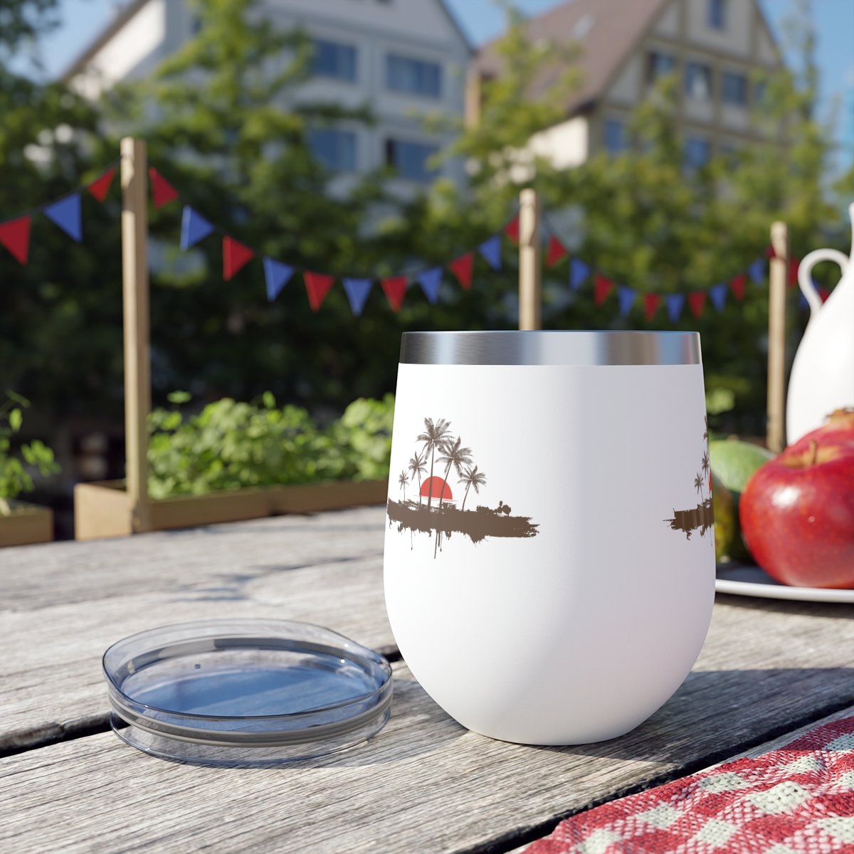 Copper Vacuum Insulated Cup, 12oz - Palm trees