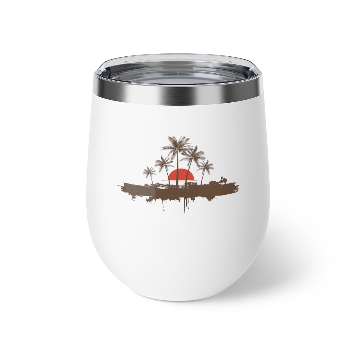 Copper Vacuum Insulated Cup, 12oz - Palm trees