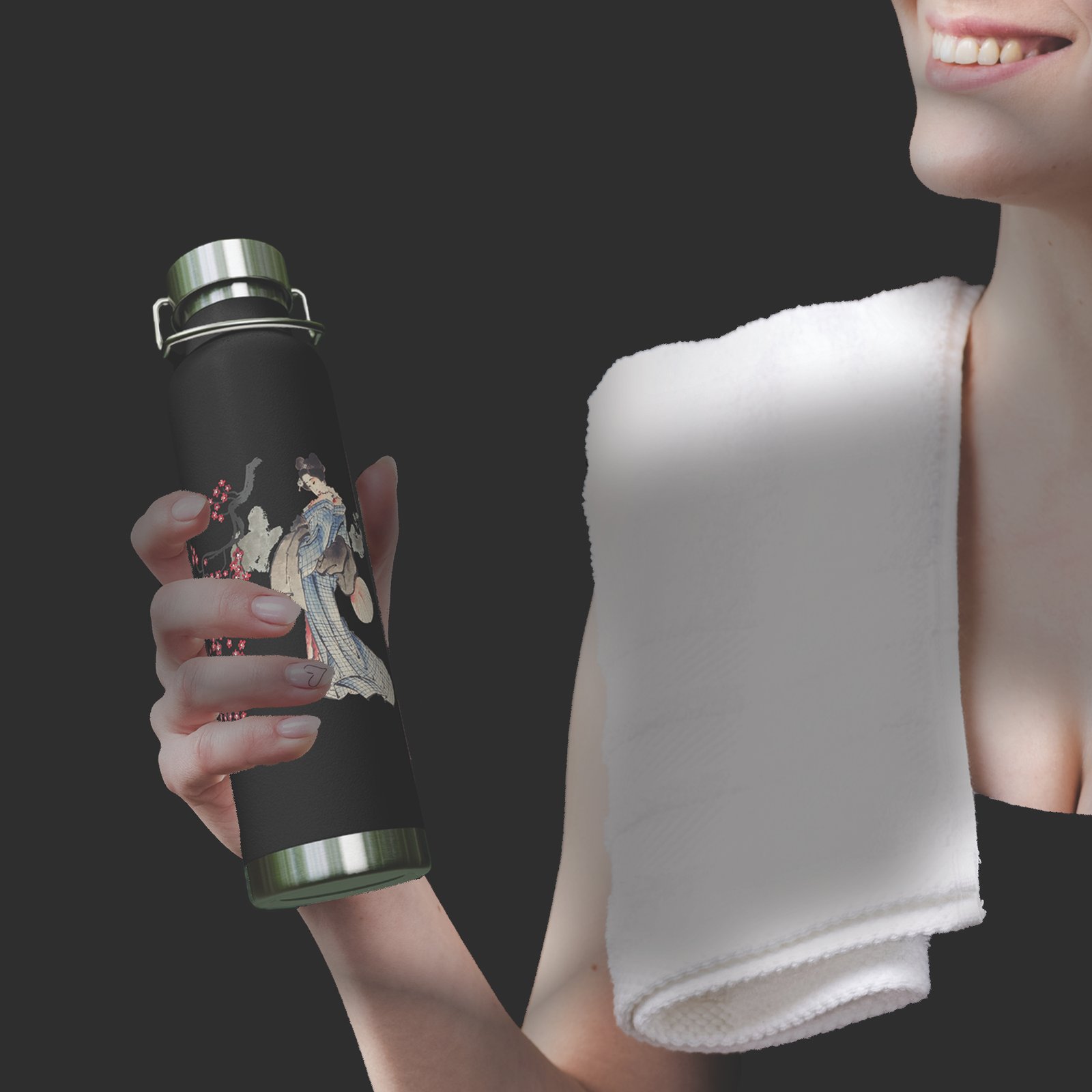 Copper Vacuum Insulated Bottle, 22oz - Japanese style Geisha