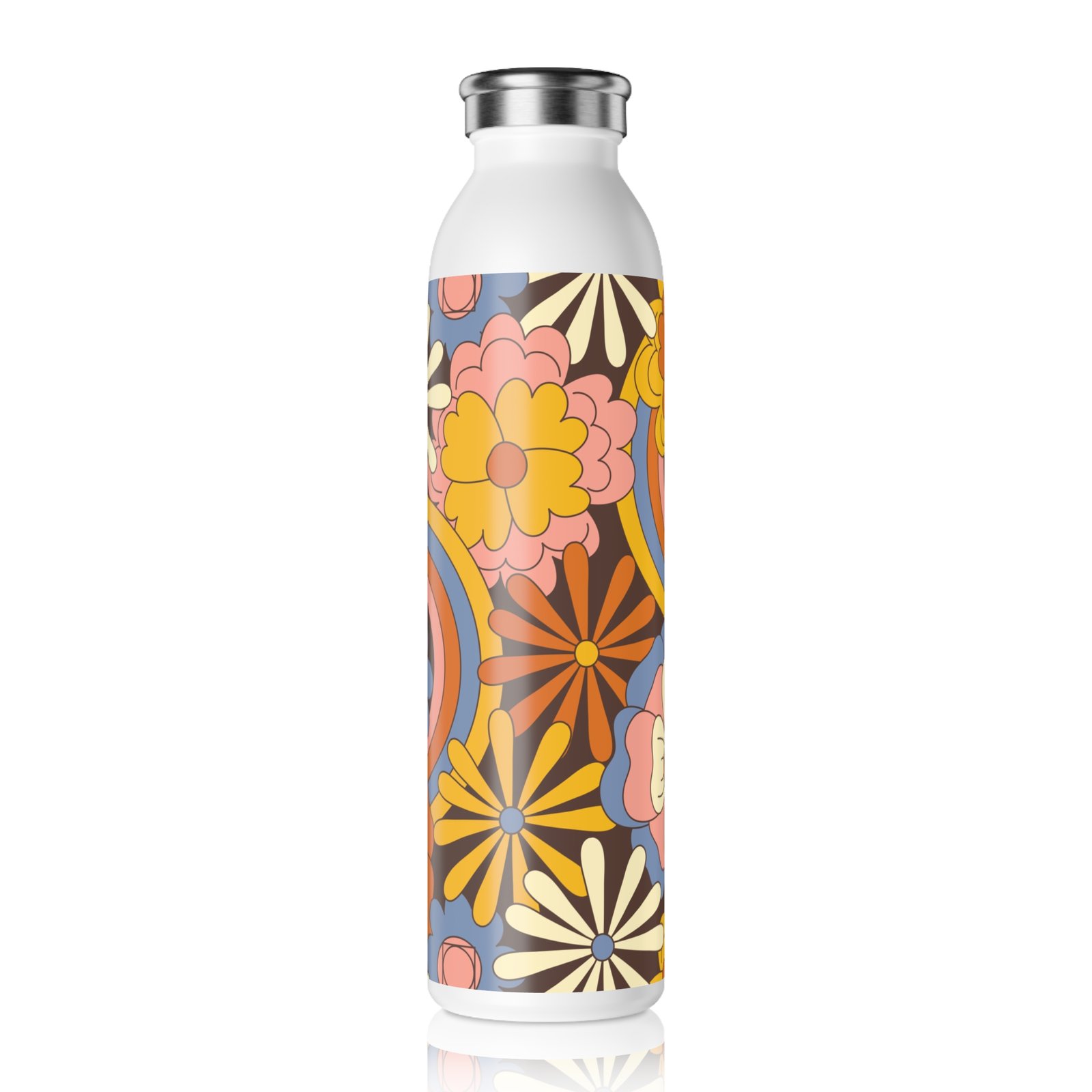 Slim Water Bottle - Flowers Background