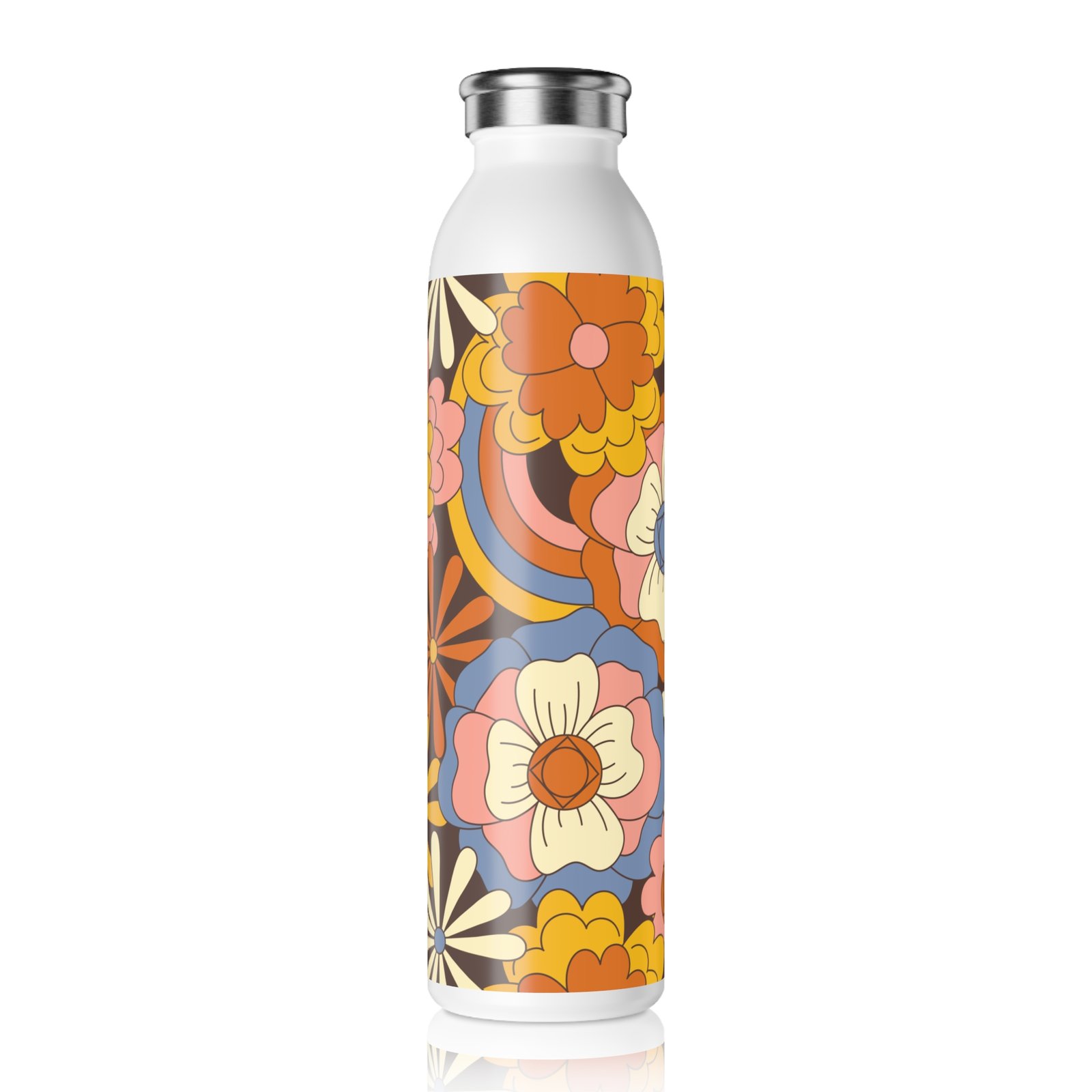 Slim Water Bottle - Flowers Background