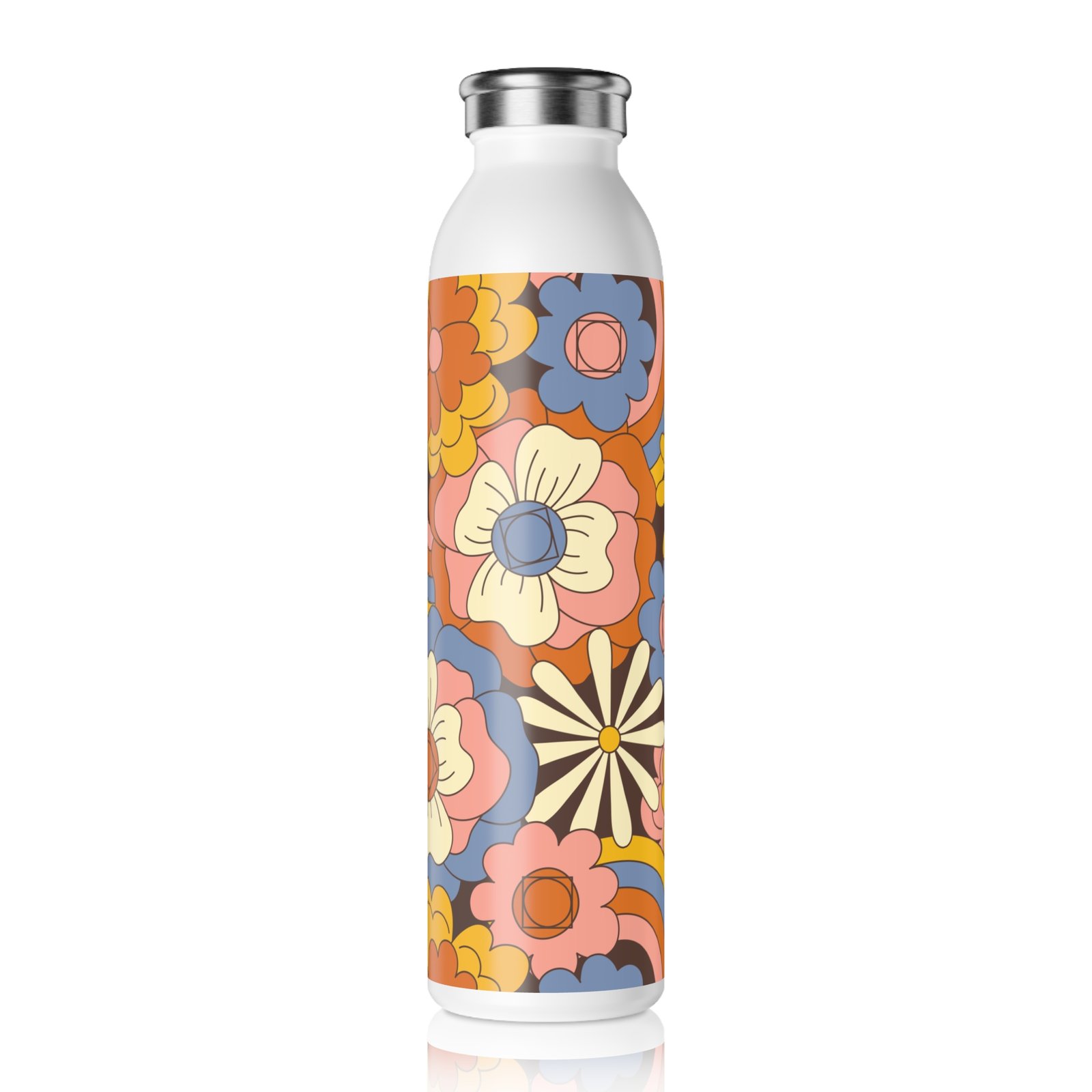 Slim Water Bottle - Flowers Background