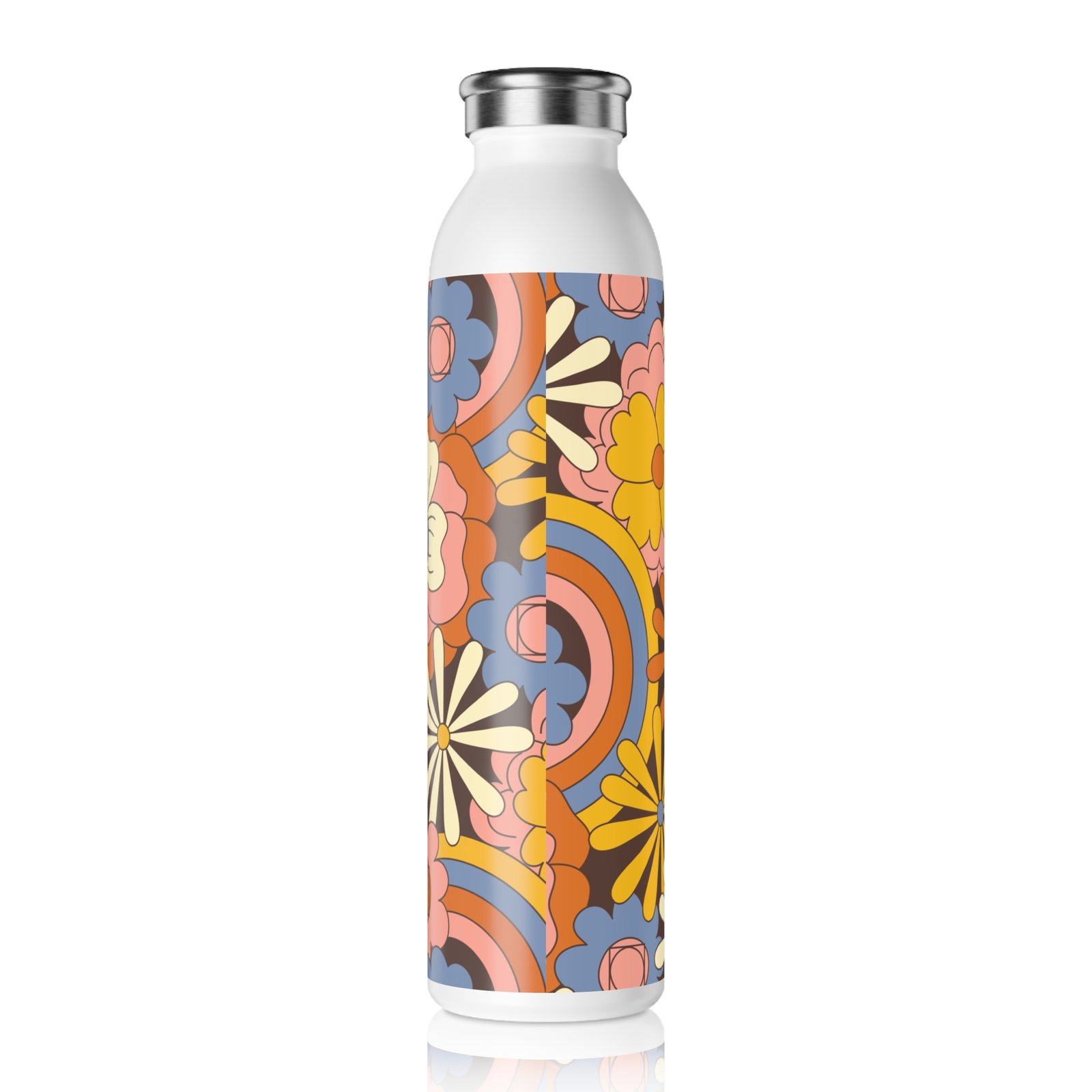 Slim Water Bottle - Flowers Background